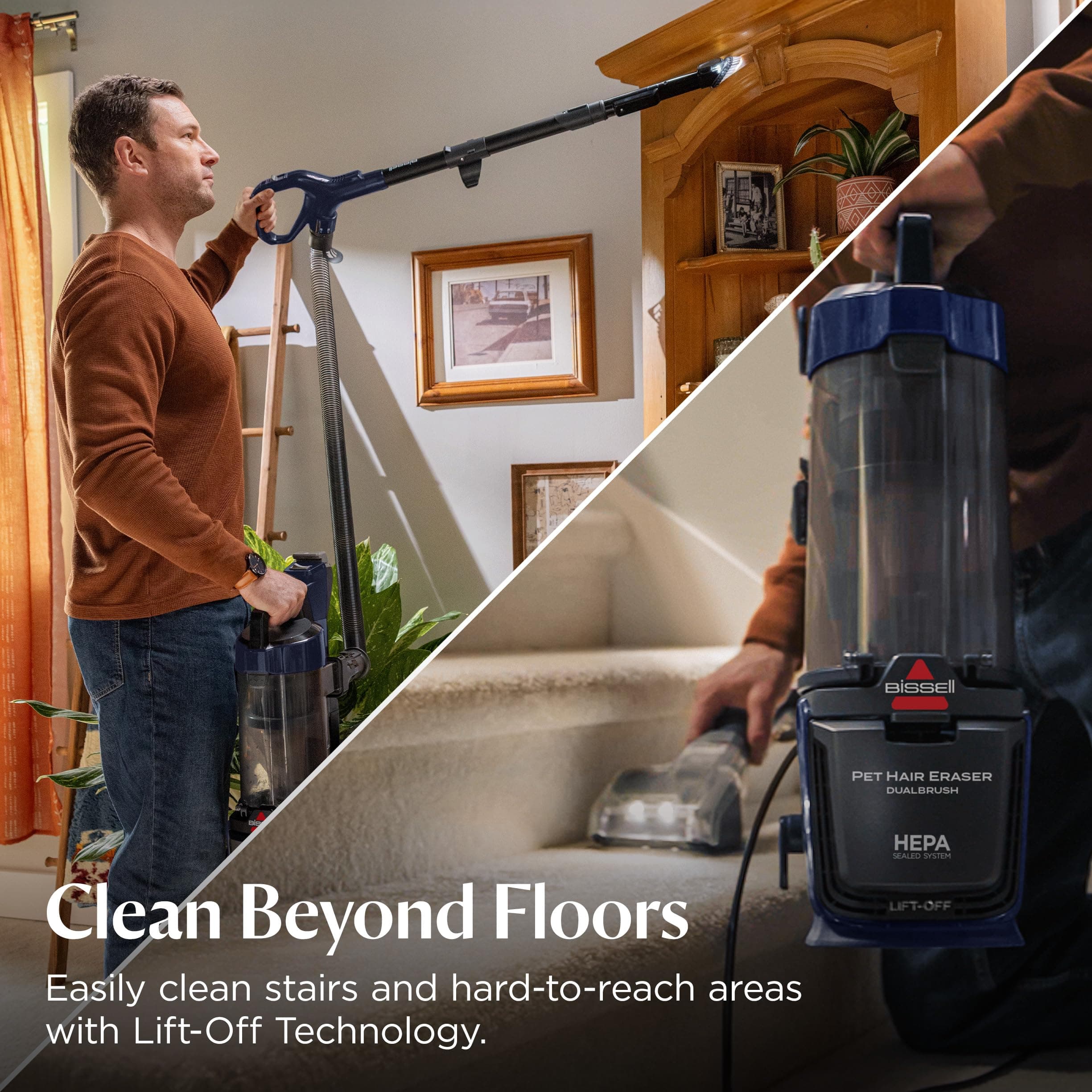 Bissell Pet Hair Eraser DualBrush Upright Vacuum with Two Brush Rolls, DualBrush Self-Cleaning Technology, HEPA Sealed Allergen System, Bright FurFinder Headlights, Lift-Off Pod, 42946, view 5