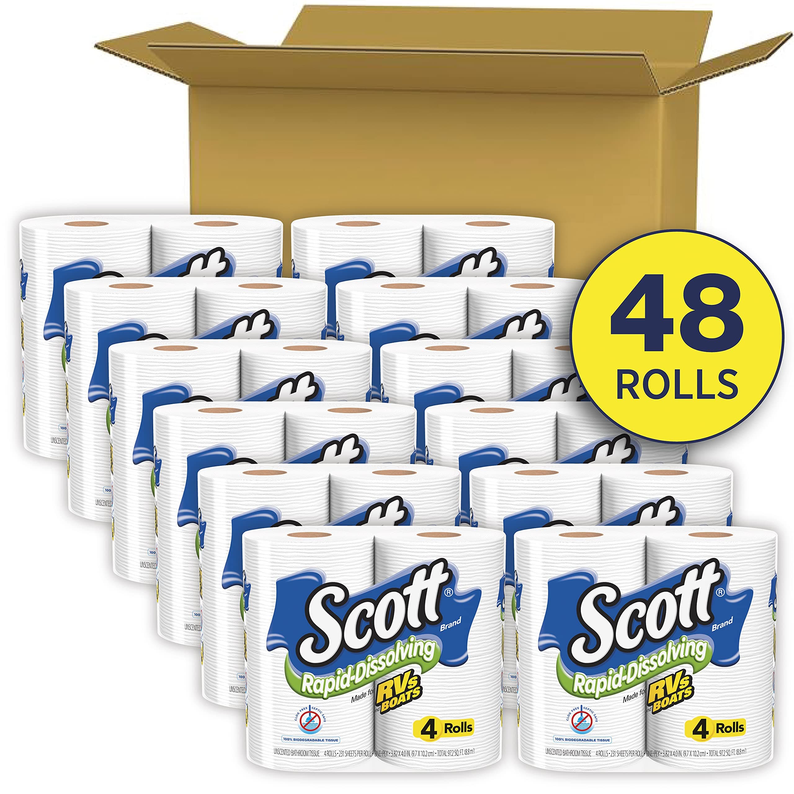Scott Rapid Dissolving Toilet Paper, 4 Rolls (Pack of 12), view 2