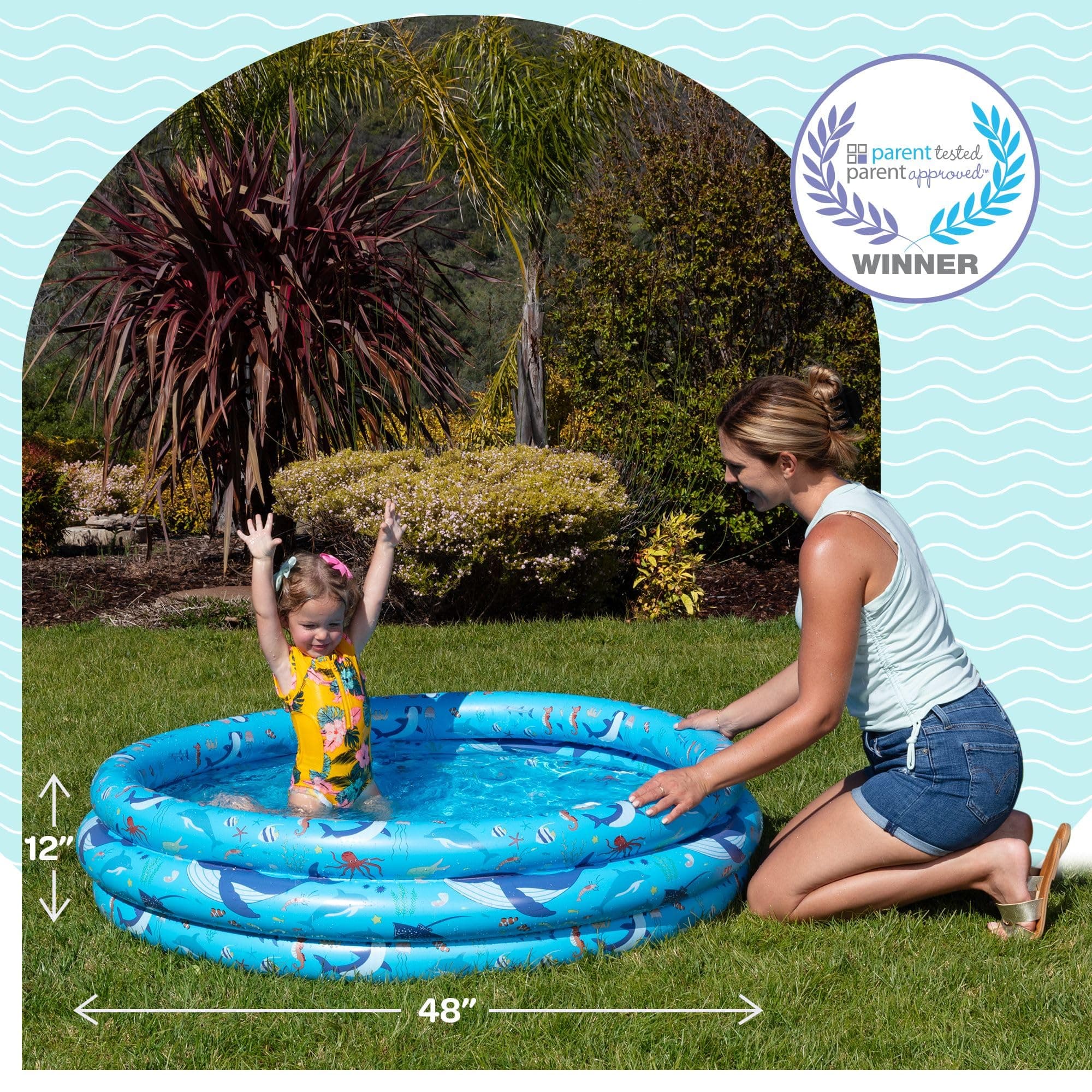 Inflatable Kiddie Pool for Toddlers, 48"X12" Round Plastic Blow Up Kids Swimming Pool, Outdoor Water Play, Ball Pit Toys for Kids Age 2 3 4 5, Summer Essential Baby Splash Pools with Cushioned Floor, view 4