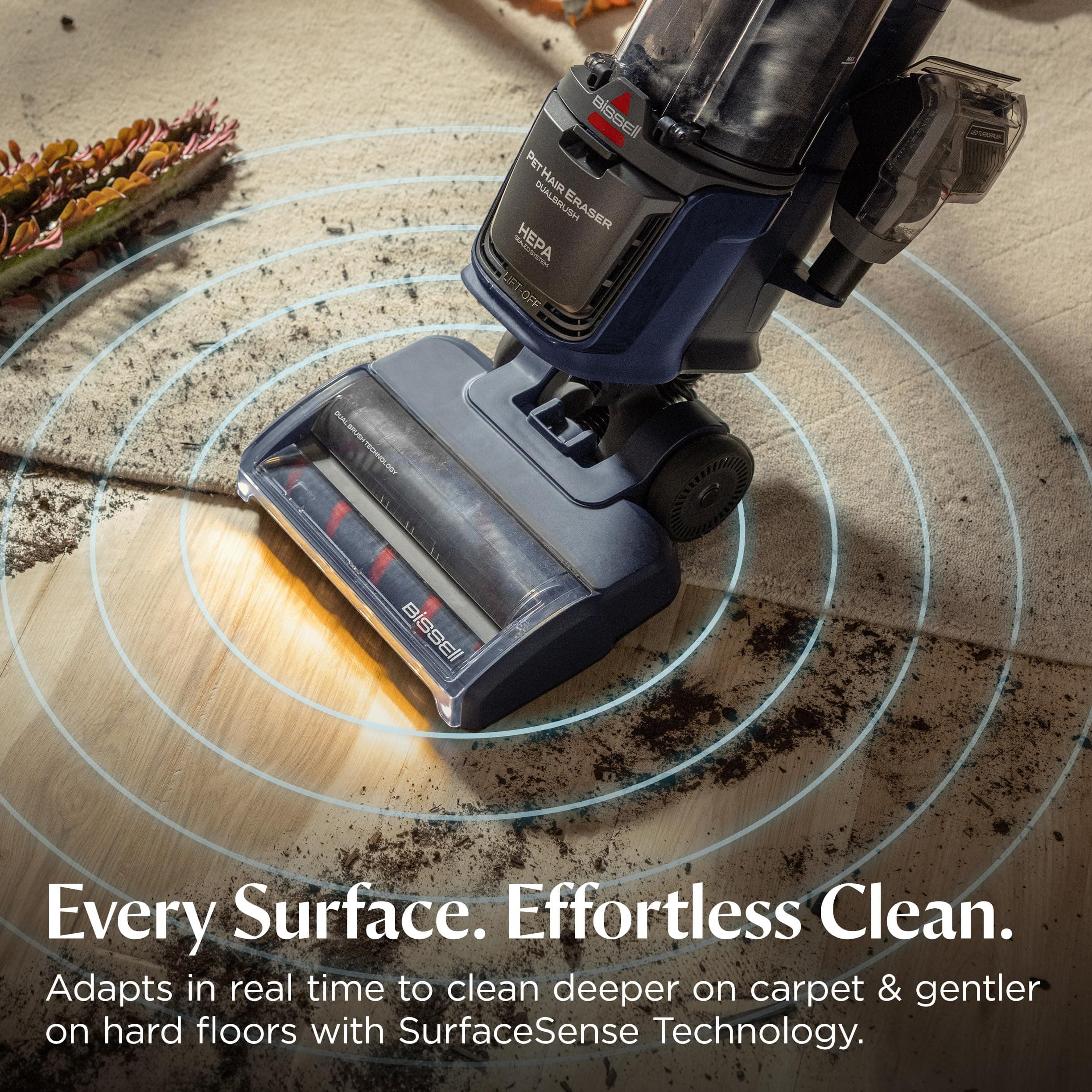 Bissell Pet Hair Eraser DualBrush Upright Vacuum with Two Brush Rolls, DualBrush Self-Cleaning Technology, HEPA Sealed Allergen System, Bright FurFinder Headlights, Lift-Off Pod, 42946, view 7