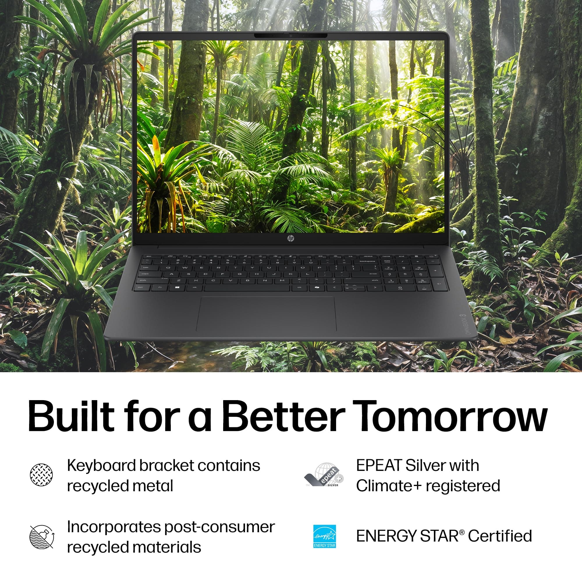HP OmniBook 3 16 inch Laptop PC, 2K Touchscreen, AMD Ryzen 3 30, 8 GB RAM, 256 GB SSD, AMD Radeon 610M GPU, Windows 11 Home, Mica Silver, 16-by0199nr, view 8