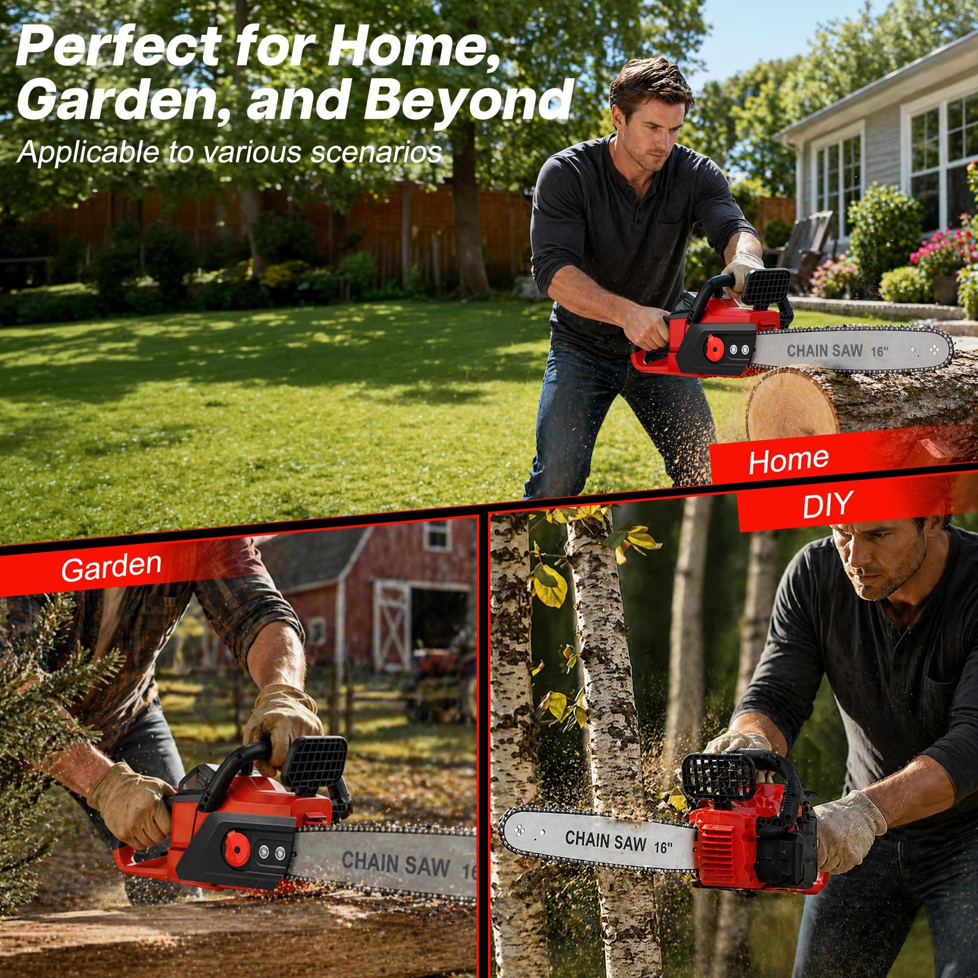 16 Inch 42V Brushless Cordless Chainsaw w/6000mAh Battery and Charger, view 2