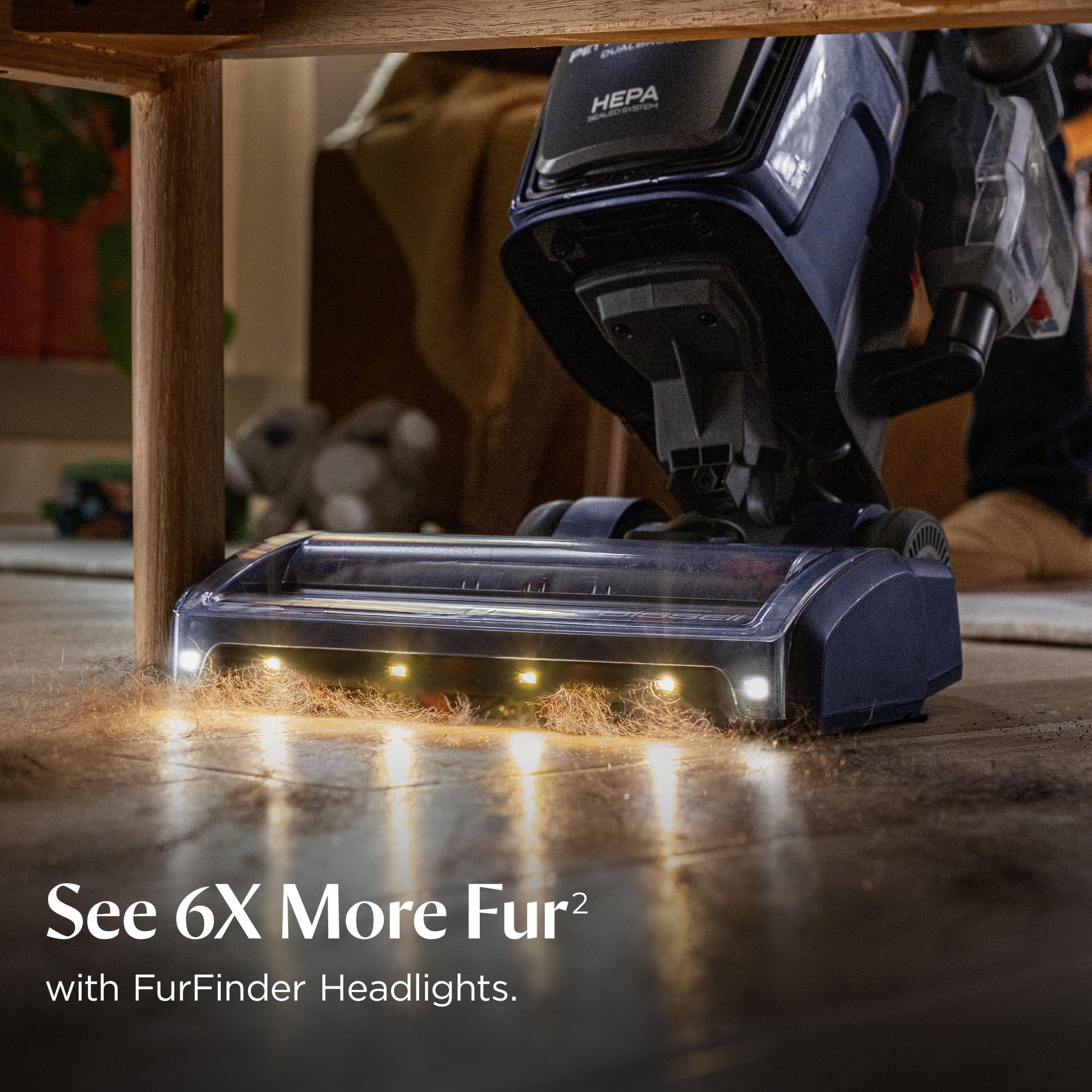 Bissell Pet Hair Eraser DualBrush Upright Vacuum with Two Brush Rolls, DualBrush Self-Cleaning Technology, HEPA Sealed Allergen System, Bright FurFinder Headlights, Lift-Off Pod, 42946, view 6