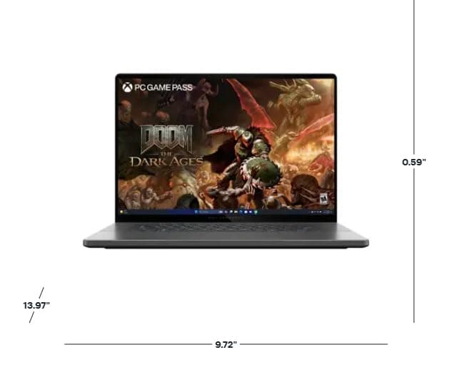 ASUS ROG Zephyrus G16 16" 2.5K OLED 240Hz Gaming Laptop, Intel Core Ultra 9 285H, RTX5070, 16GB LPDDR5X 2TB SSD, Wi-Fi7, Backlit KB, Win11, Thunderbolt4, Eclipse Gray, w/USB Hub, W/GaLiMu, view 9