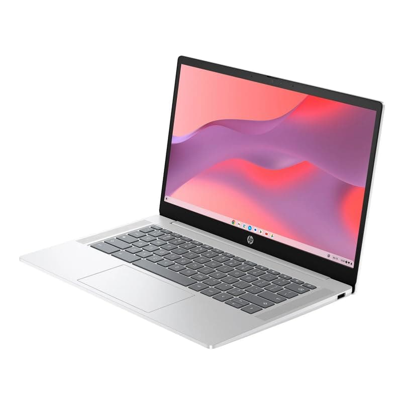 HP Chromebook 14" HD Laptop, Intel N200 Processor, 4GB LPDDR5 RAM, 128GB UFS, Chrome OS, Glacier Silver, Intel UHD Graphics, Bundle with TWE Mouse Pad, view 5