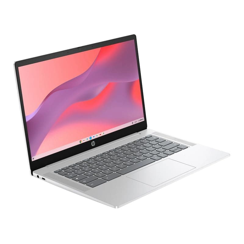 HP Chromebook 14" HD Laptop, Intel N200 Processor, 4GB LPDDR5 RAM, 128GB UFS, Chrome OS, Glacier Silver, Intel UHD Graphics, Bundle with TWE Mouse Pad, view 4