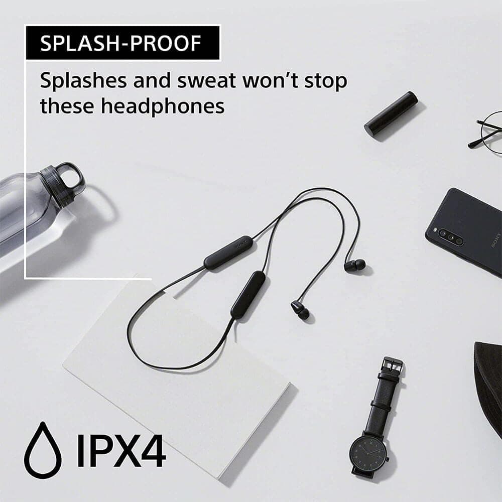 Sony WI-C100 Wireless in-Ear Bluetooth Headphones with Built-in Mic, Black, view 4