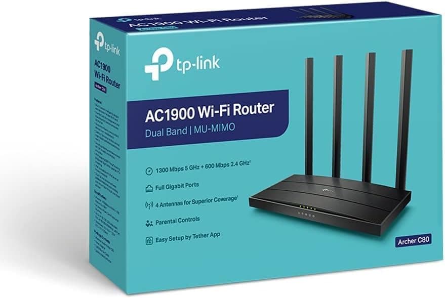 TP-Link AC1900 Wireless MU-MIMO WiFi Router - Dual Band Gigabit Wireless Internet Routers for Home, Parental Contorls & QS, Beamforming (Archer C80), view 2