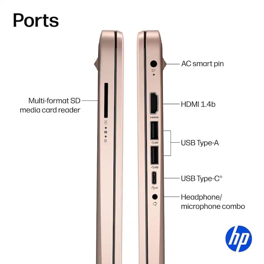 HP 14" Laptop Computer with Microsoft Office 365, 128GB UFS, 4GB RAM, Intel N150 Processor, Windows 11, Home & Office, Pale Rose Gold, view 3