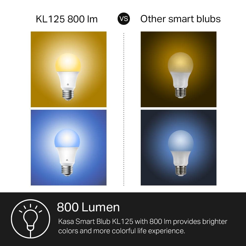 Kasa Multicolor Dimmable Wi-Fi Smart Bulb, A19, KL125, view 4