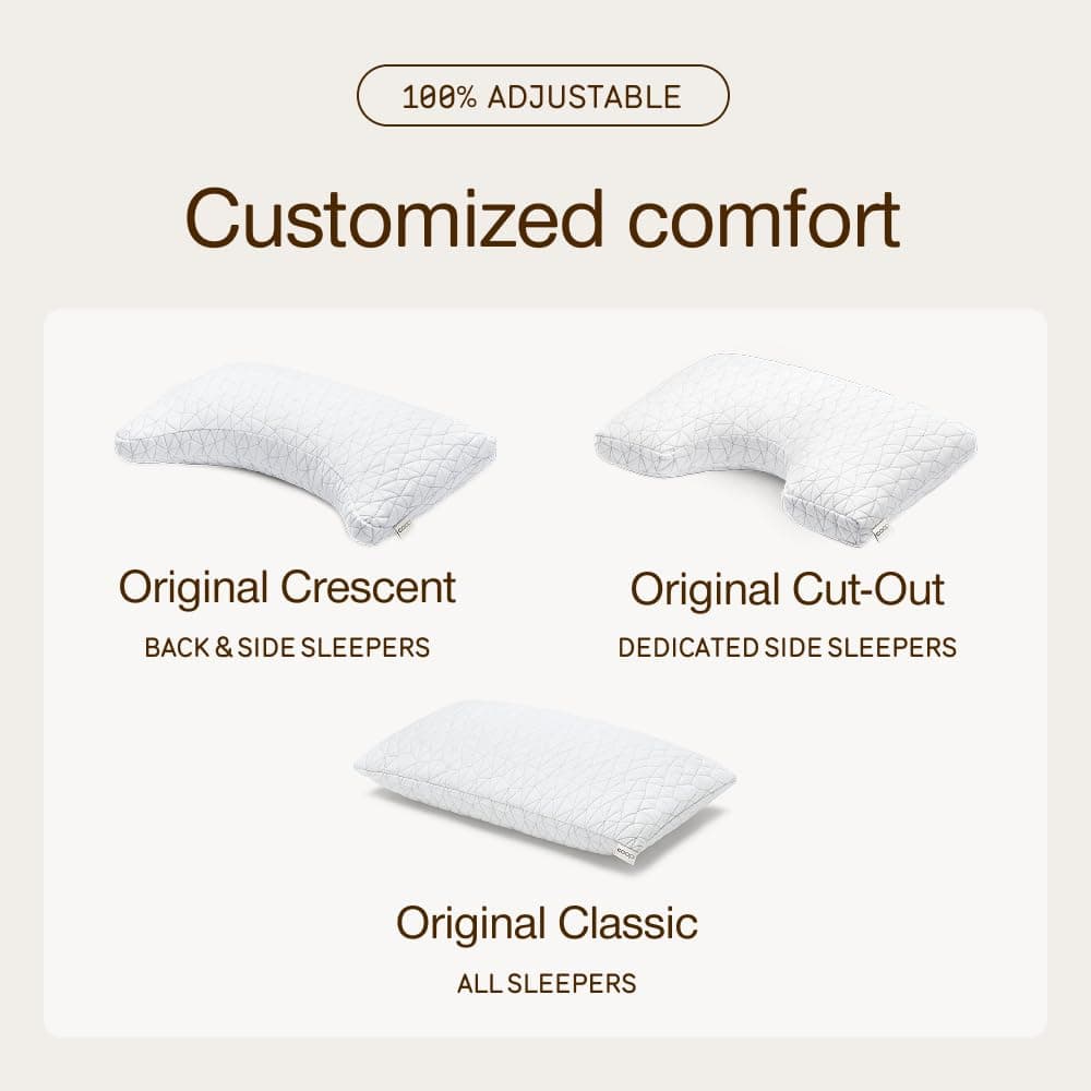 Coop Home Goods Original Adjustable Pillow, Queen Size Bed Pillow for Sleeping, Cross Cut Memory Foam Pillow - Medium Firm Back, Stomach and Side Sleeper Pillow, CertiPUR-US/GREENGUARD Gold, view 9