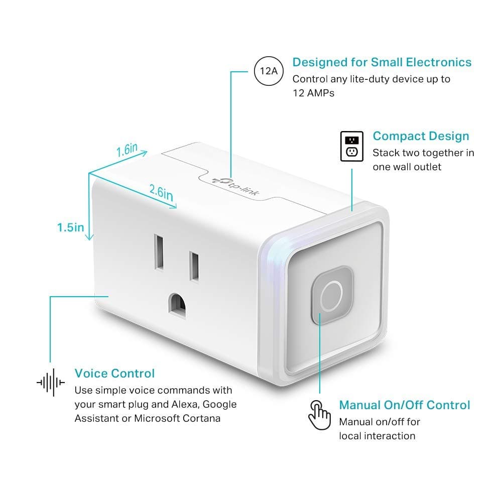 Kasa Smart Plug HS103P4, Smart Wi-Fi Outlet, Touch Actuator, Works with Alexa, Echo, Google Home, No Hub Required, 15 Amp, UL Certified, 4-Pack, White, view 4