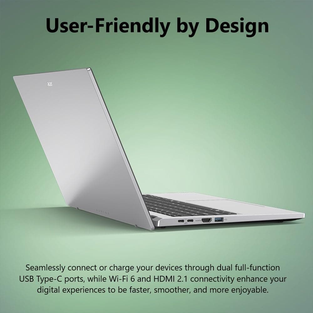 acer Aspire Go 15 AI Ready Laptop | 15.6" FHD (1920 x 1080) IPS Display | Intel Core 3 Processor N355 | Intel Graphics | 8GB DDR5 | 128GB UFS | Wi-Fi 6 | Windows 11 Home in S Mode | AG15-32P-39R2, view 13