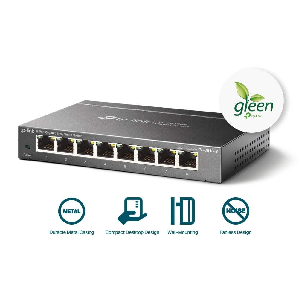 TP-Link 8 Port Gigabit Switch | Easy Smart Managed | Plug & Play | Desktop/Wall-Mount | Sturdy Metal w/ Shielded Ports | Support QoS, Vlan, IGMP and LAG (TL-SG108E), view 4