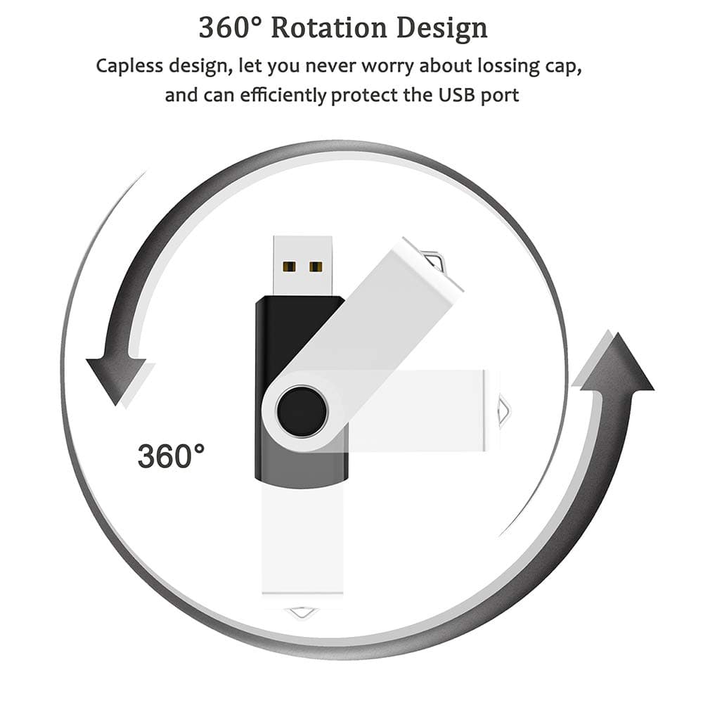 2 Pack 64GB USB Flash Drive USB 2.0 Thumb Drives Jump Drive Fold Storage Memory Stick Swivel Design - Black, view 6