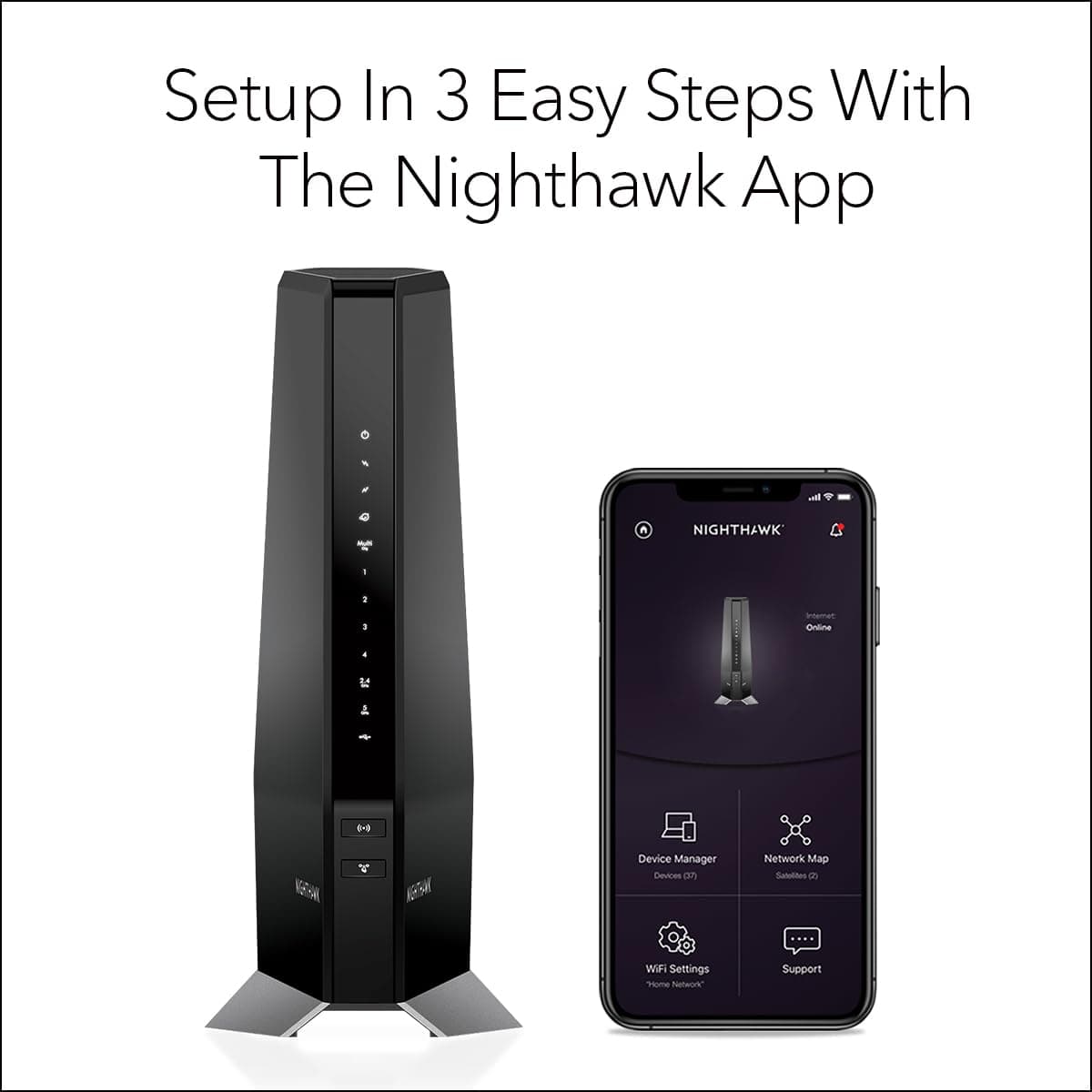 NETGEAR Nighthawk Cable Modem and WiFi 6 Router Combo (CAX80) - Compatible with All Major Cable Providers incl. Xfinity, Spectrum, Cox - Cable Plans up to 2 Gbps - AX6000 WiFi 6 Speed - DOCSIS 3.1, view 6