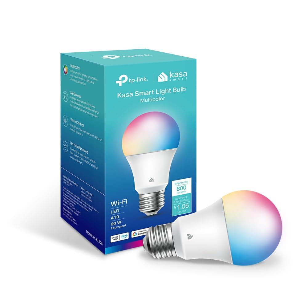 Kasa Multicolor Dimmable Wi-Fi Smart Bulb, A19, KL125