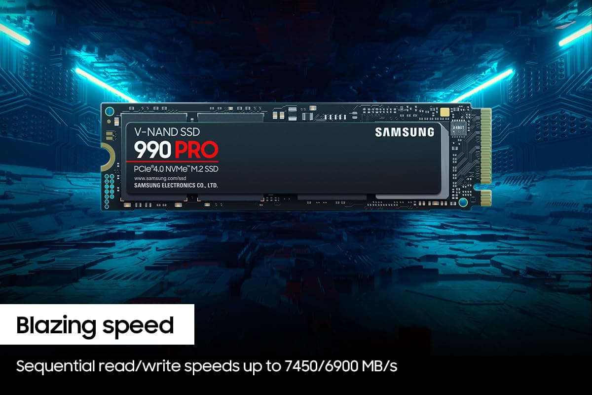 Samsung SSD 990 PRO 1TB, PCIe 4.0 M.2 2280, Up to 7,450 MB/s, view 2