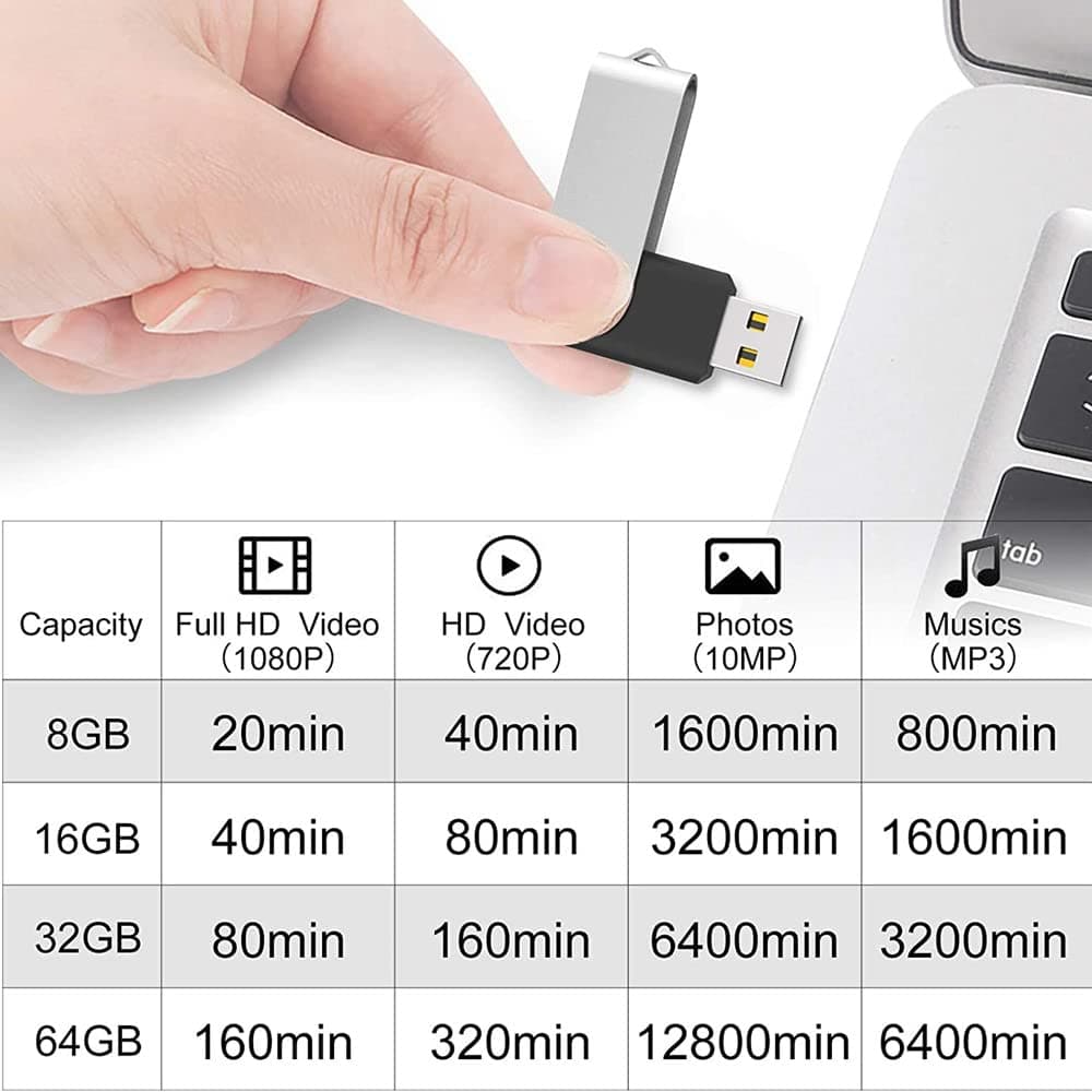 2 Pack 64GB USB Flash Drive USB 2.0 Thumb Drives Jump Drive Fold Storage Memory Stick Swivel Design - Black, view 3