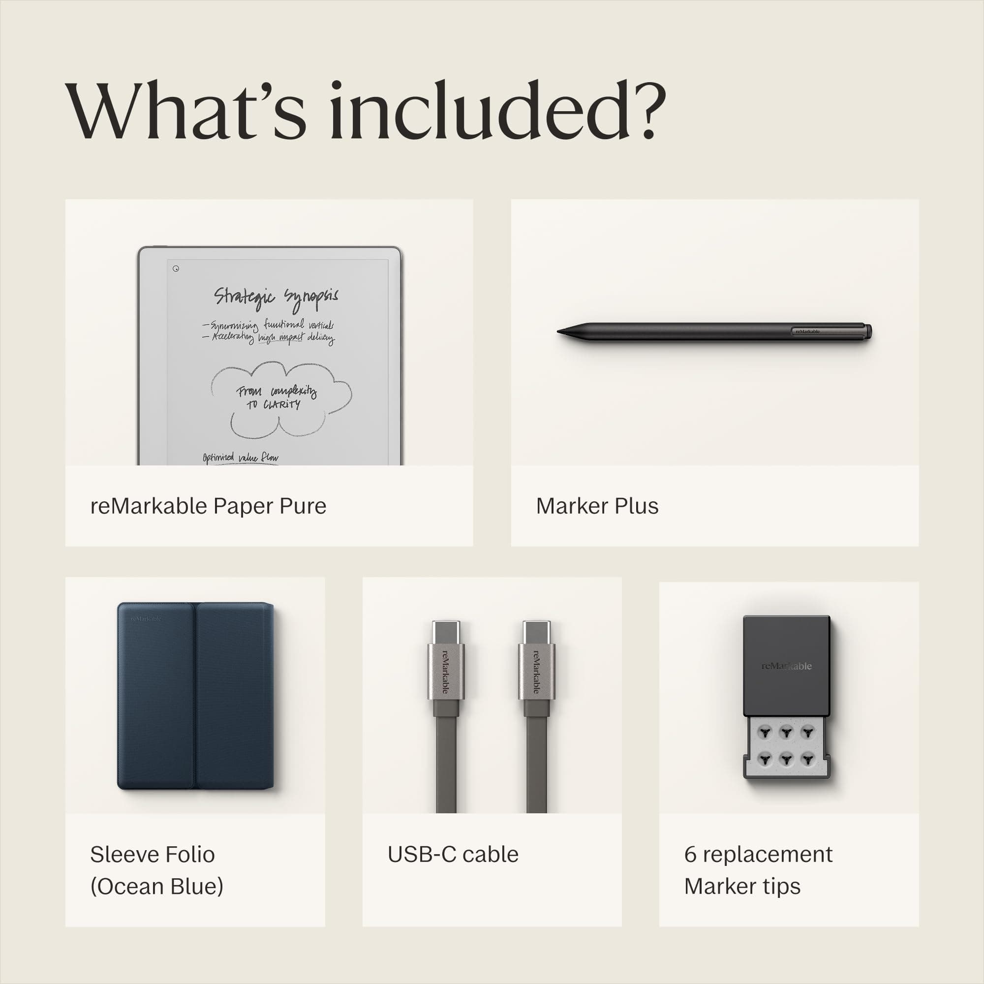 reMarkable Paper Pure with Marker Plus and Ocean Blue Sleeve Folio, view 9