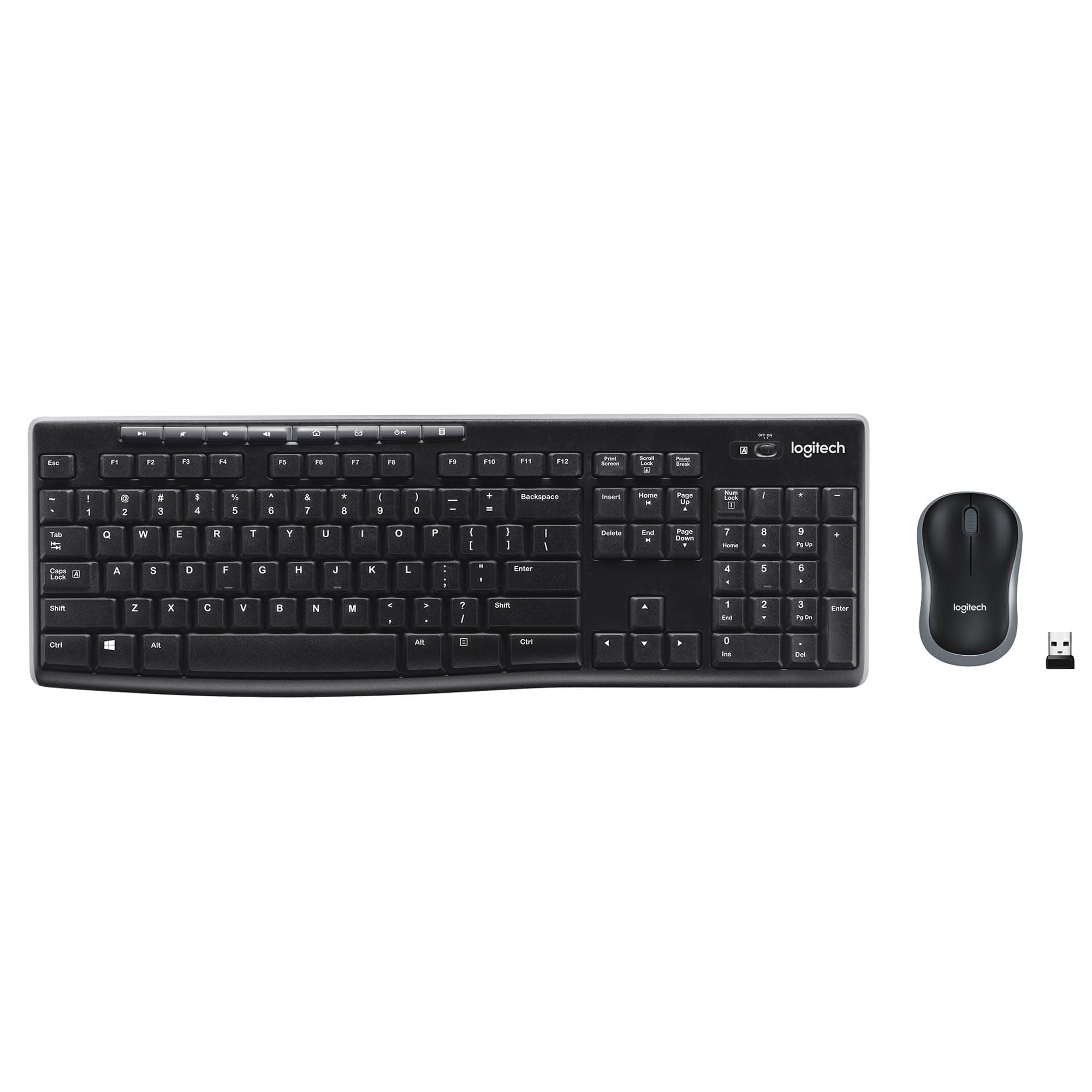 Logitech MK270 Full Size Wireless Keyboard and Mouse Combo - Black