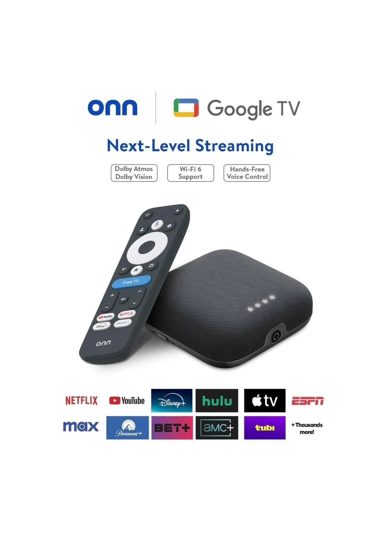 IT'S BRAZILIAN onn 4K Pro Streaming Device, Google TV with Gemini* - Ultra-Fast Streaming, Stunning 4K UHD, 32GB Storage, 3GB RAM, Dolby Vision & Atmos, Find My Remote with Backlight, Ethernet Port, view 6