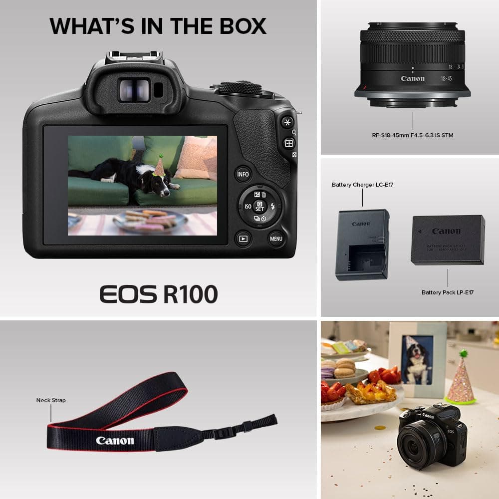 Canon EOS R100 Mirrorless Camera RF-S18-45mm F4.5-6.3 is STM Lens Kit, view 7