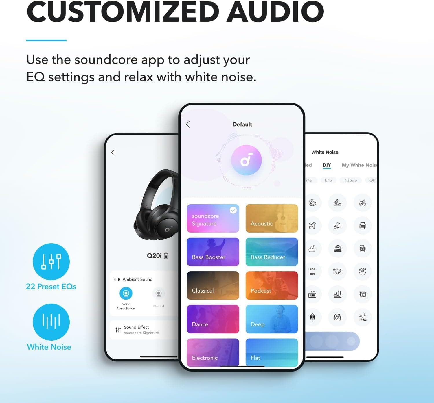 Soundcore by Anker Q20i Hybrid Active Noise Cancelling Headphones, Black, view 4