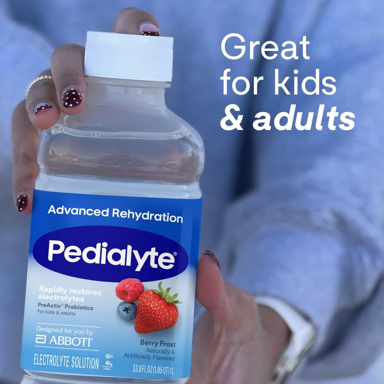 Pedialyte AdvancedCare Plus Electrolyte Drink, Berry Frost, 1 Liter, view 10