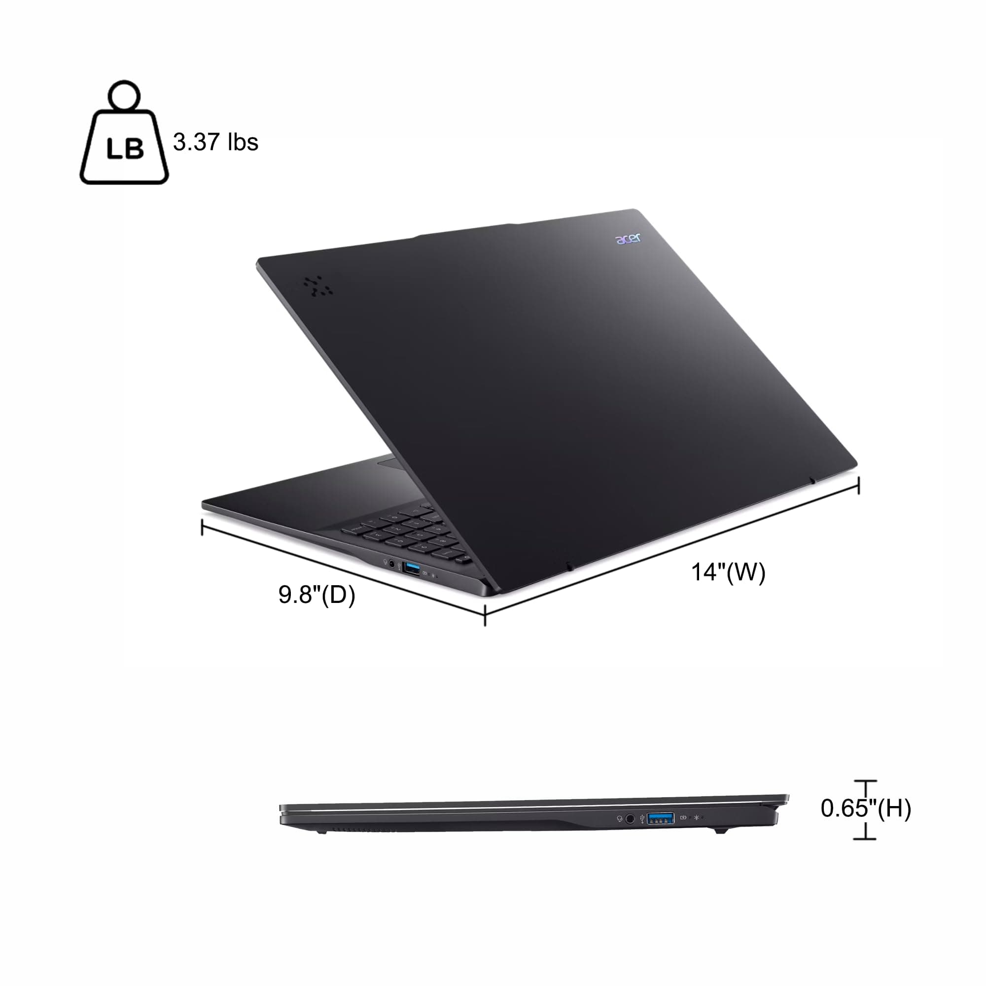 Acer Swift 16 AI Laptop 16" 3k OLED 120Hz Touch (100% DCI-P3) Intel 8-core Ultra 7 256V (Up to 47 Tops) 16GB RAM 1TB SSD Backlit Fingerprint for Designer Business Work Win11Pro ICP Hub, view 9