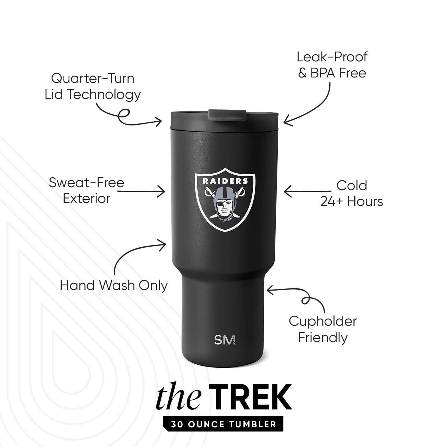 Simple Modern Las Vegas Raiders Tumbler with Flip Lid, Straw 30oz | NFL, view 2