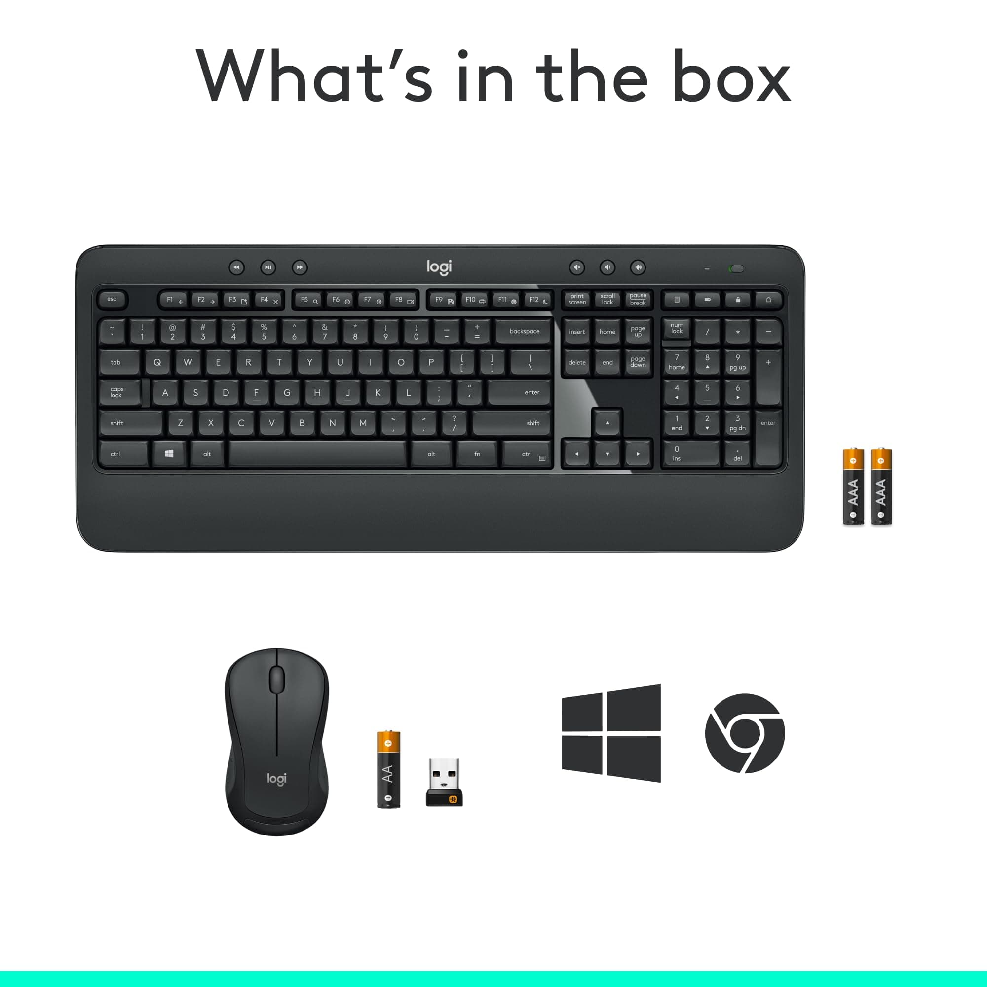 Logitech MK540 Full Size Advanced Wireless Keyboard and Mouse Combo, view 11