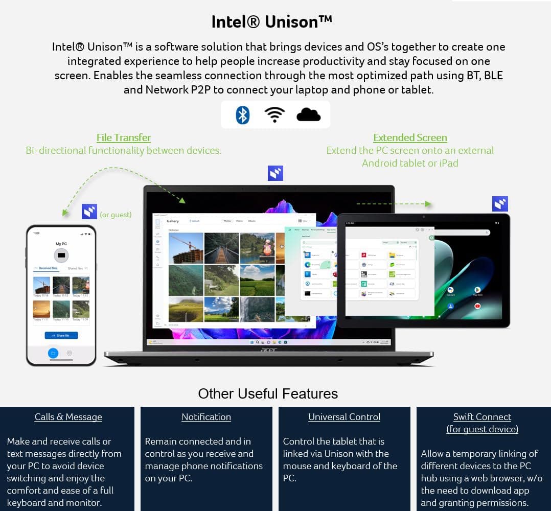acer Swift Go 14 Intel Evo Thin & Light Laptop | 14" OLED 2880 x 1800 90Hz Display | Unlock AI Experiences | Intel Core Ultra 5 Processor 125H | Intel ARC | 16GB LPDDR5X | 512GB SSD | SFG14-72-53BP, view 12
