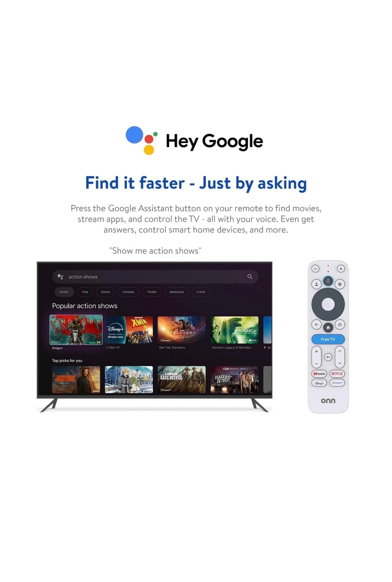 IT'S BRAZILIAN onn 4K Pro Streaming Device, Google TV with Gemini* - Ultra-Fast Streaming, Stunning 4K UHD, 32GB Storage, 3GB RAM, Dolby Vision & Atmos, Find My Remote with Backlight, Ethernet Port, view 4
