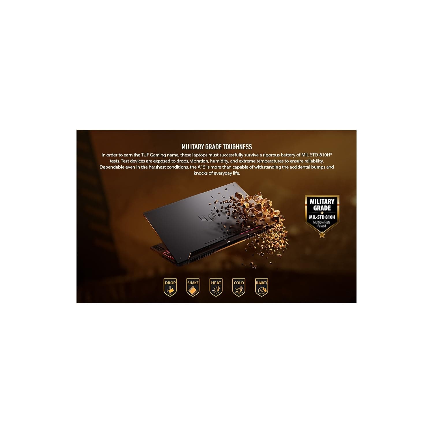 ASUS TUF Gaming A15 Gaming Laptop, 15.6” FHD 144Hz, 100% sRGB Display, GeForce RTX 4060, AMD Ryzen 5 7535HS, 16GB DDR5, 512GB PCIe SSD, Wi-Fi 6, Windows 11, FA507NV-EH53, view 6