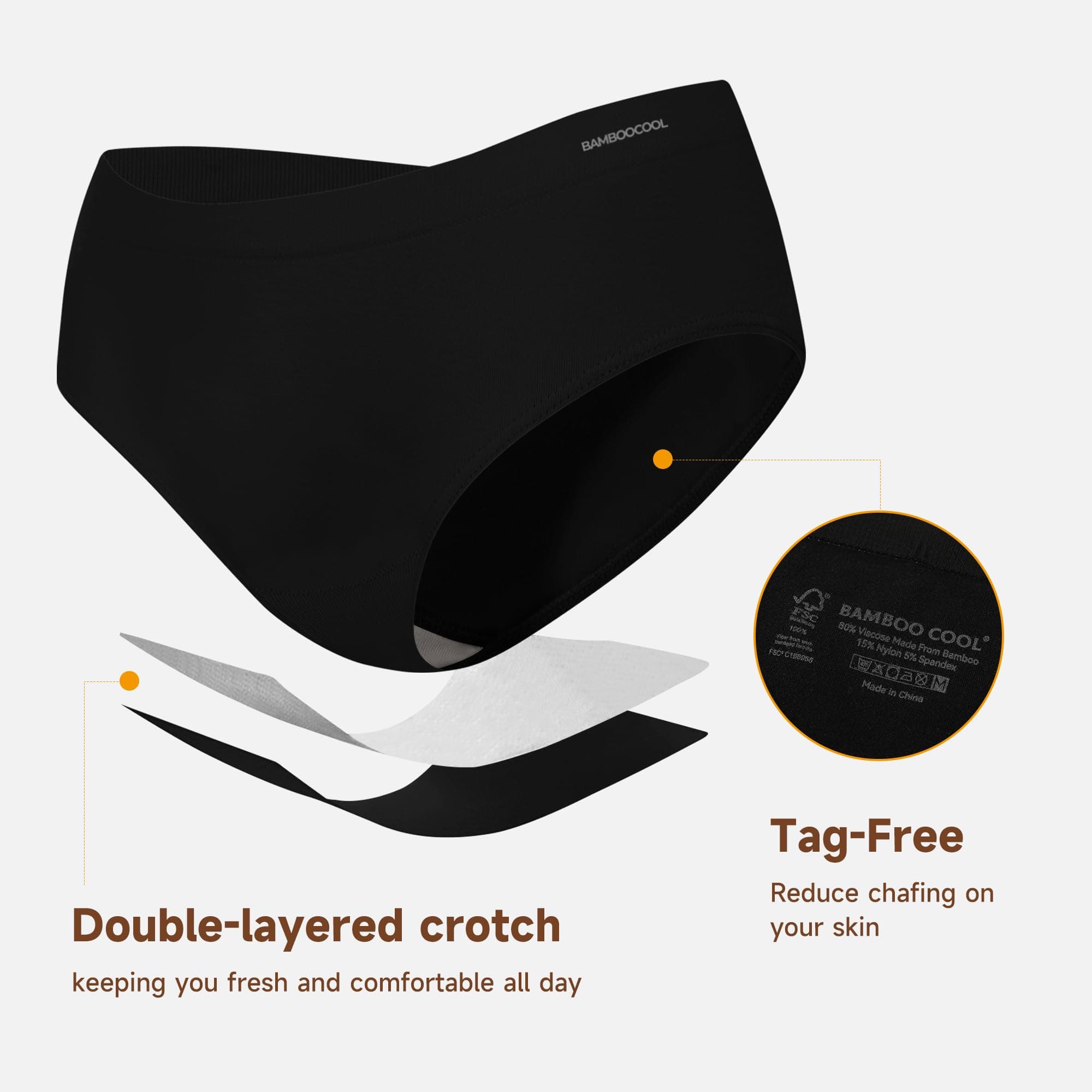 Women's Bamboo Seamless Bikini Panties Breathable Hipster Ladies Underwear, view 5