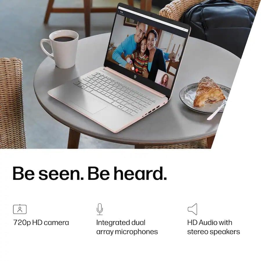 HP 14" Laptop Computer with Microsoft Office 365, 128GB UFS, 4GB RAM, Intel N150 Processor, Windows 11, Home & Office, Pale Rose Gold, view 6