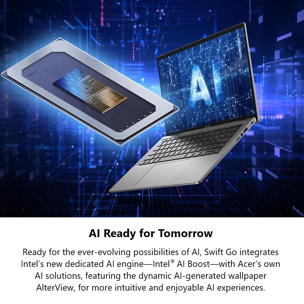 acer Swift Go 14 Intel Evo Thin & Light Laptop | 14" OLED 2880 x 1800 90Hz Display | Unlock AI Experiences | Intel Core Ultra 5 Processor 125H | Intel ARC | 16GB LPDDR5X | 512GB SSD | SFG14-72-53BP, view 6