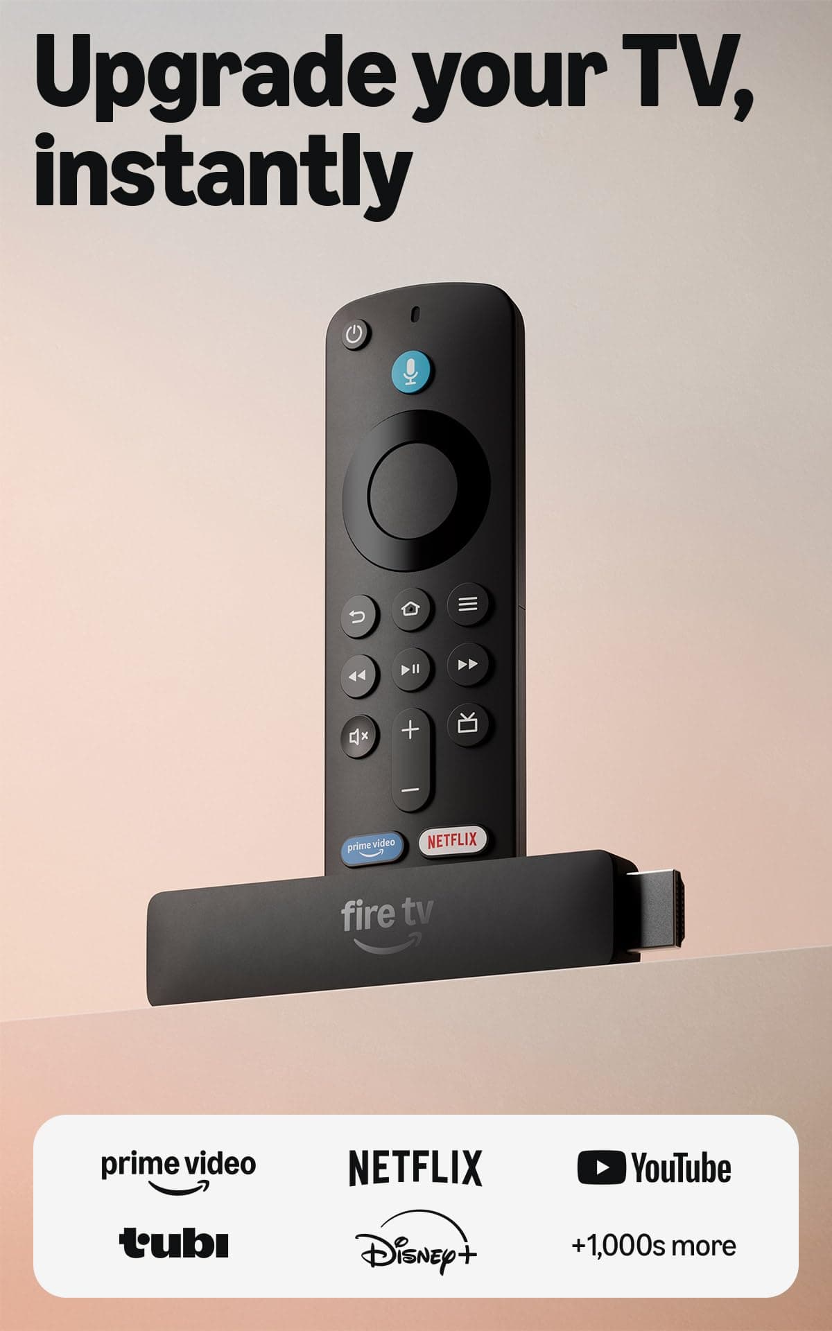 Amazon Fire TV Stick HD (newest model), free & live TV, Alexa Voice Remote, powered by the TV, effortless setup, find shows faster with Alexa+, view 2