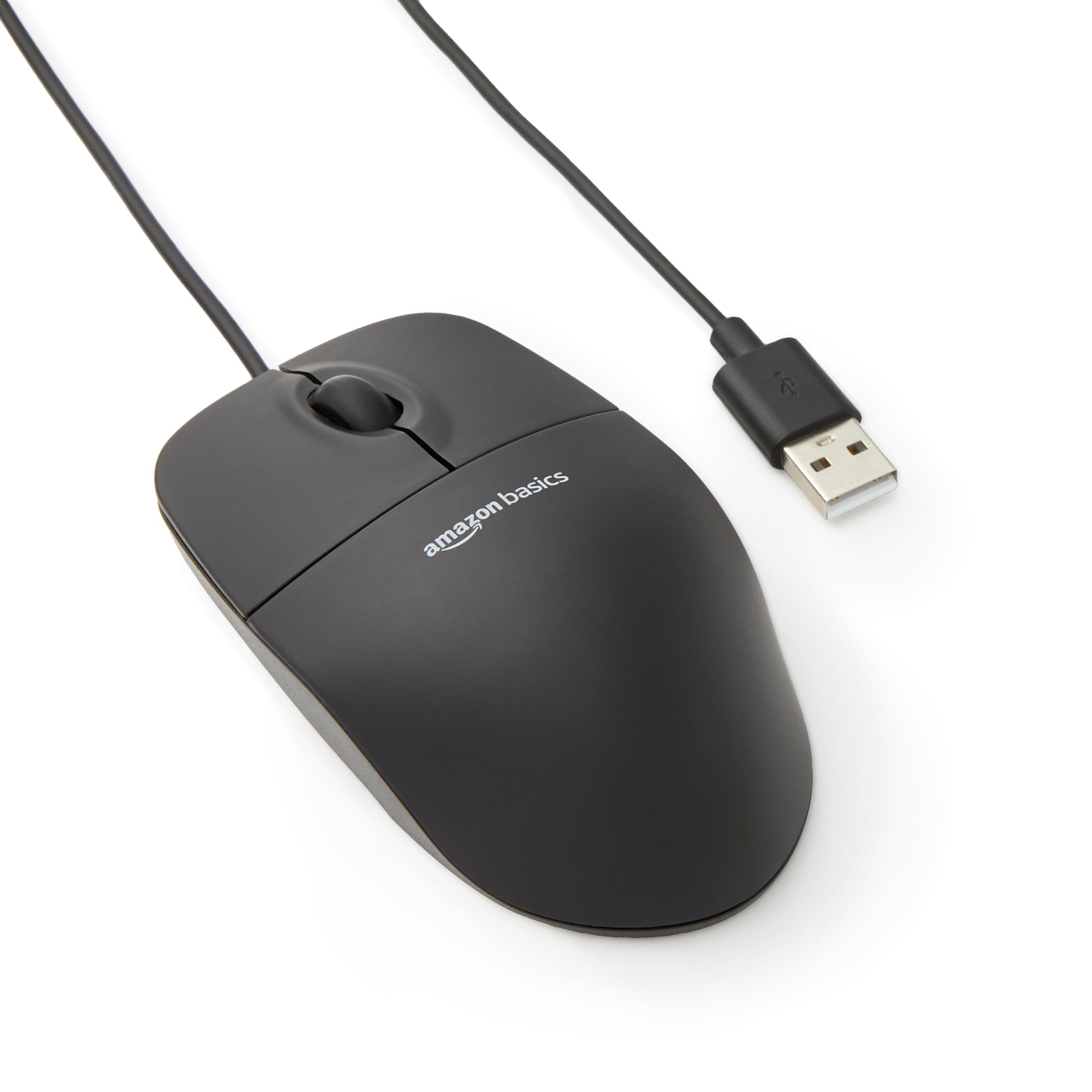 Amazon Basics 3-Button USB Wired Mouse with Responsive Tracking, Plug & Play, Compatible with Windows and Mac, Black
