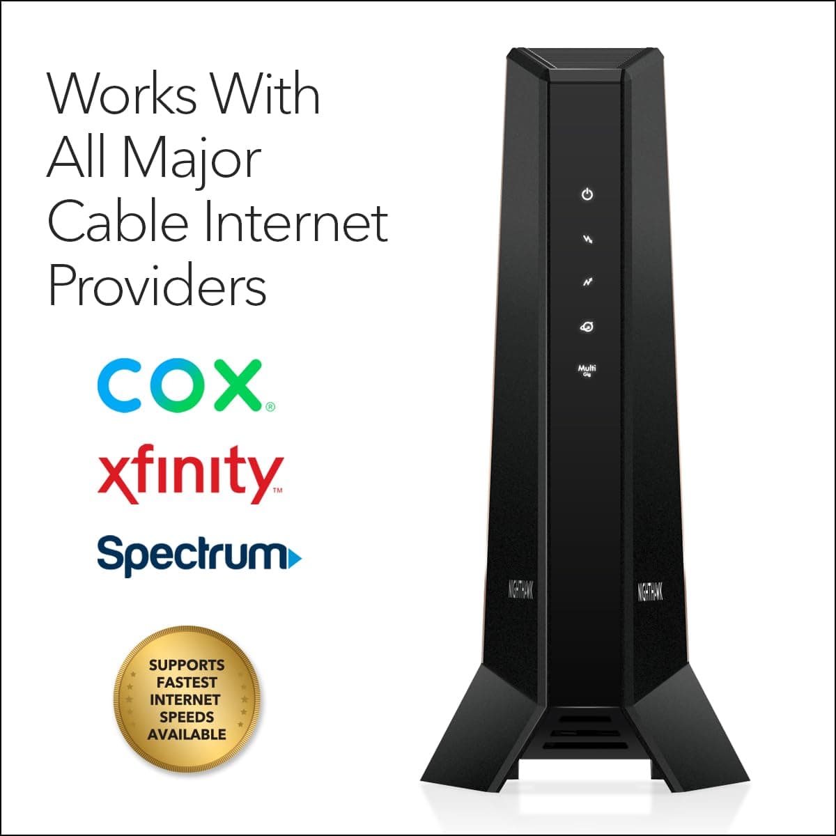 NETGEAR Nighthawk Multi-Gig Cable Modem (CM2000) - Compatible with All Cable Providers Incl. Xfinity, Spectrum, Cox - for Cable Plans up to 2.5Gbps - DOCSIS 3.1, view 5