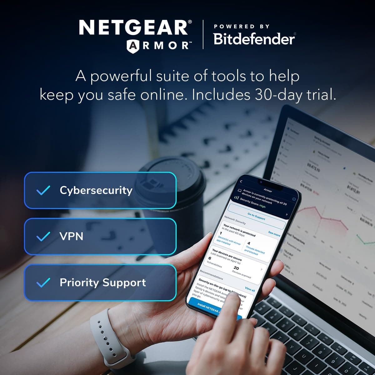 NETGEAR Nighthawk Modem Router Combo (CAX30) DOCSIS 3.1 Cable Modem and WiFi 6 Router - AX2700 2.7 Gbps - Compatible with Xfinity, Spectrum, Cox, and More - Gigabit Wireless Internet, view 3