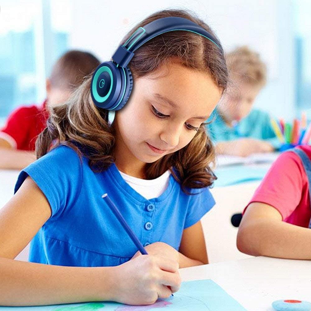 noot products K11 Kids Headphones with Wired Cord 3.5mm Jack Navy/Teal, view 7