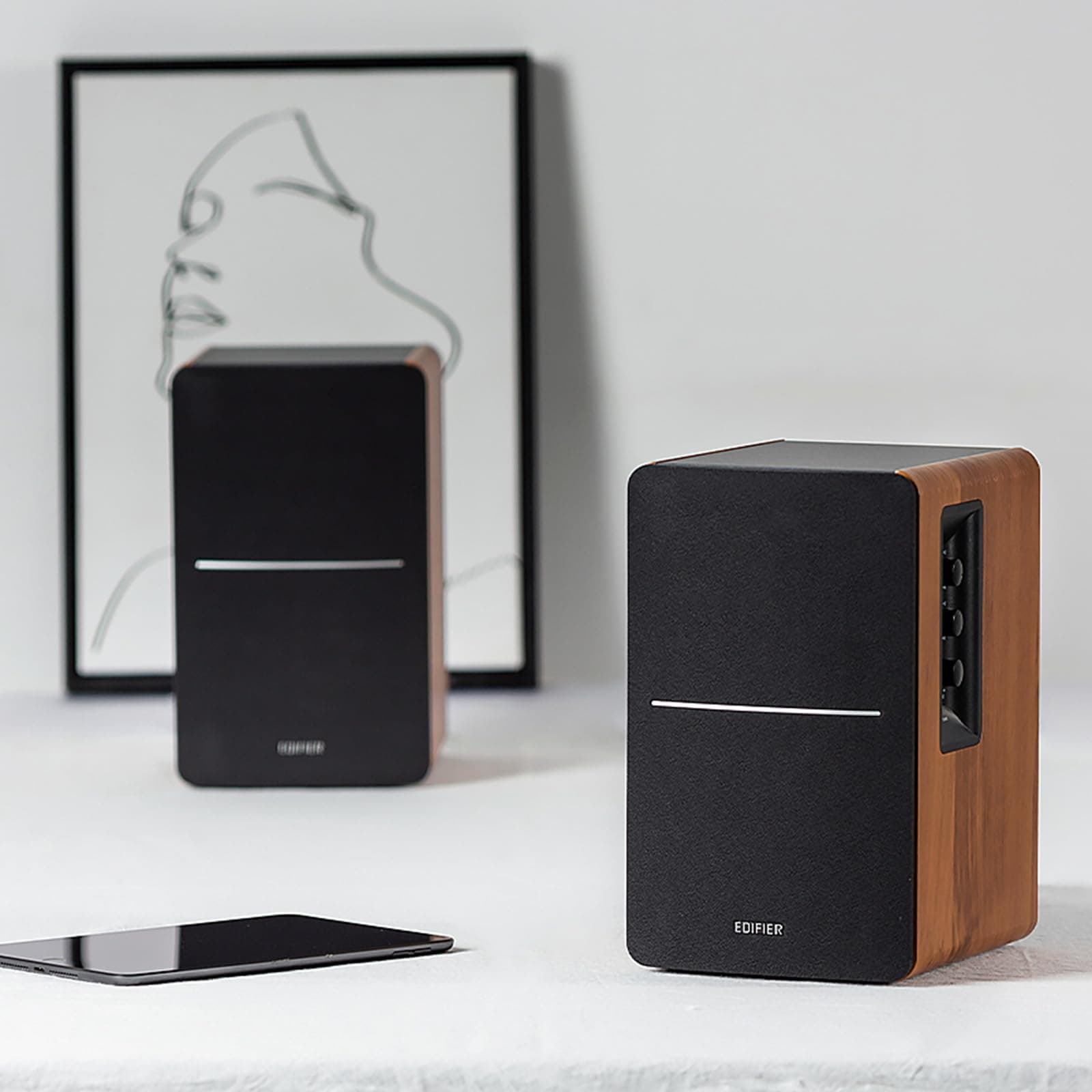 Edifier R1280Ts Powered Bookshelf Speakers - 2.0 Stereo Active Near Field Monitors - Studio Monitor Speaker - 42 Watts RMS with Subwoofer Line Out - Wooden Enclosure, view 7