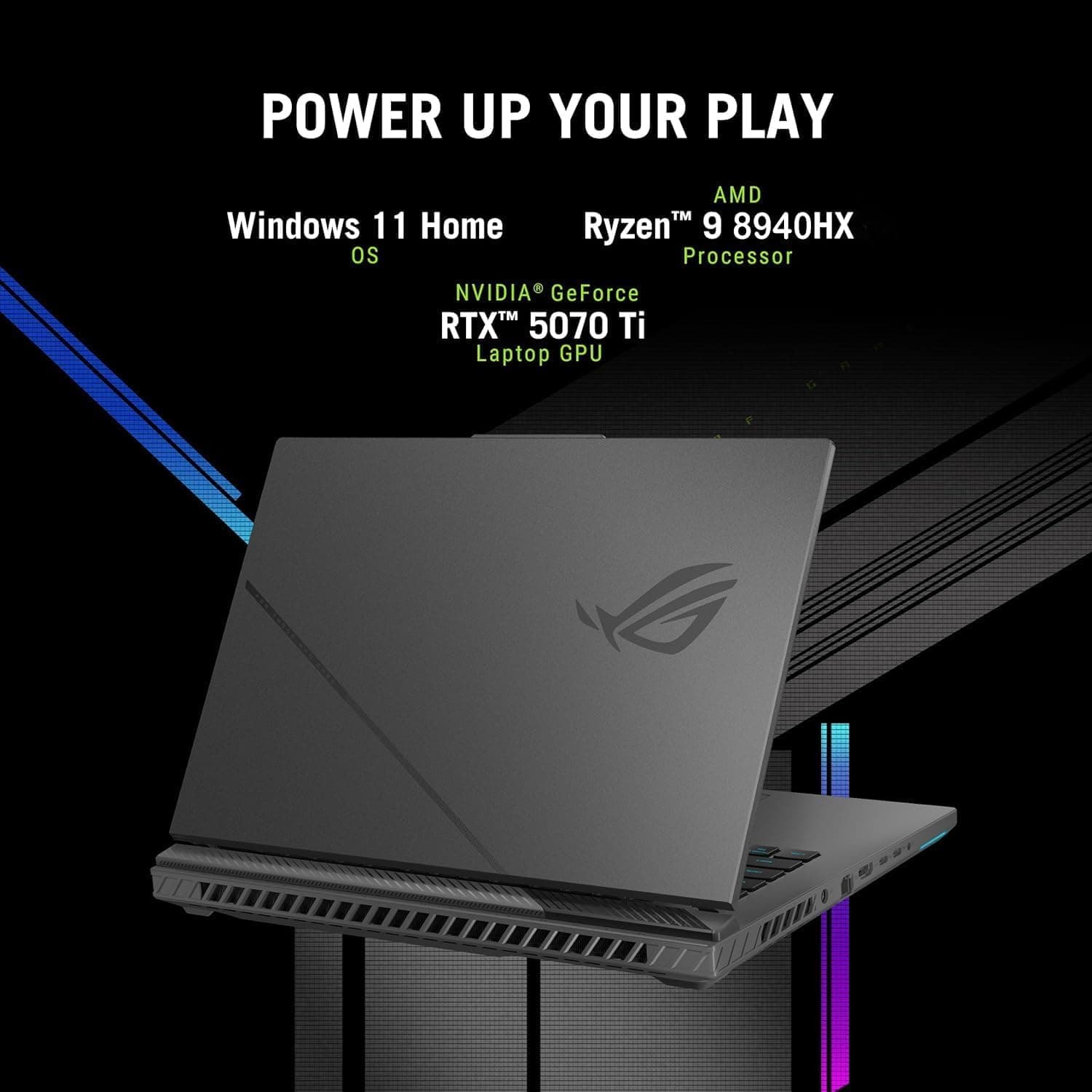 ASUS Latest 2026 ROG Strix G16 Gaming Laptop, 16" FHD 165Hz Display, 16-Core AMD Ryzen 9 8940HX, RTX 5070 Ti, 16GB RAM, 1TB SSD, Eclipse Grey, view 13
