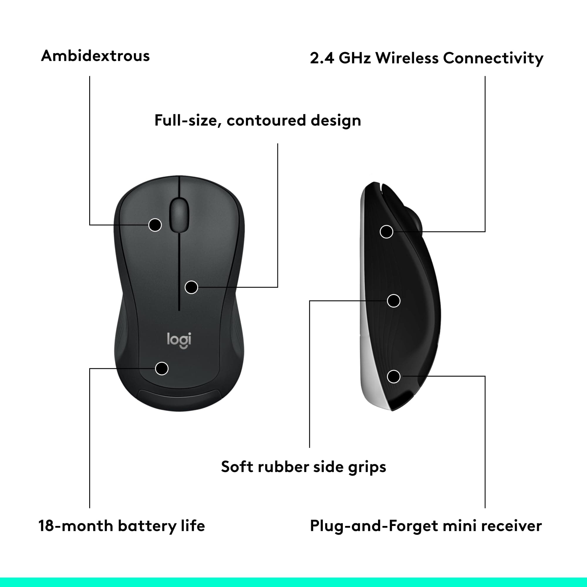 Logitech MK540 Full Size Advanced Wireless Keyboard and Mouse Combo, view 9