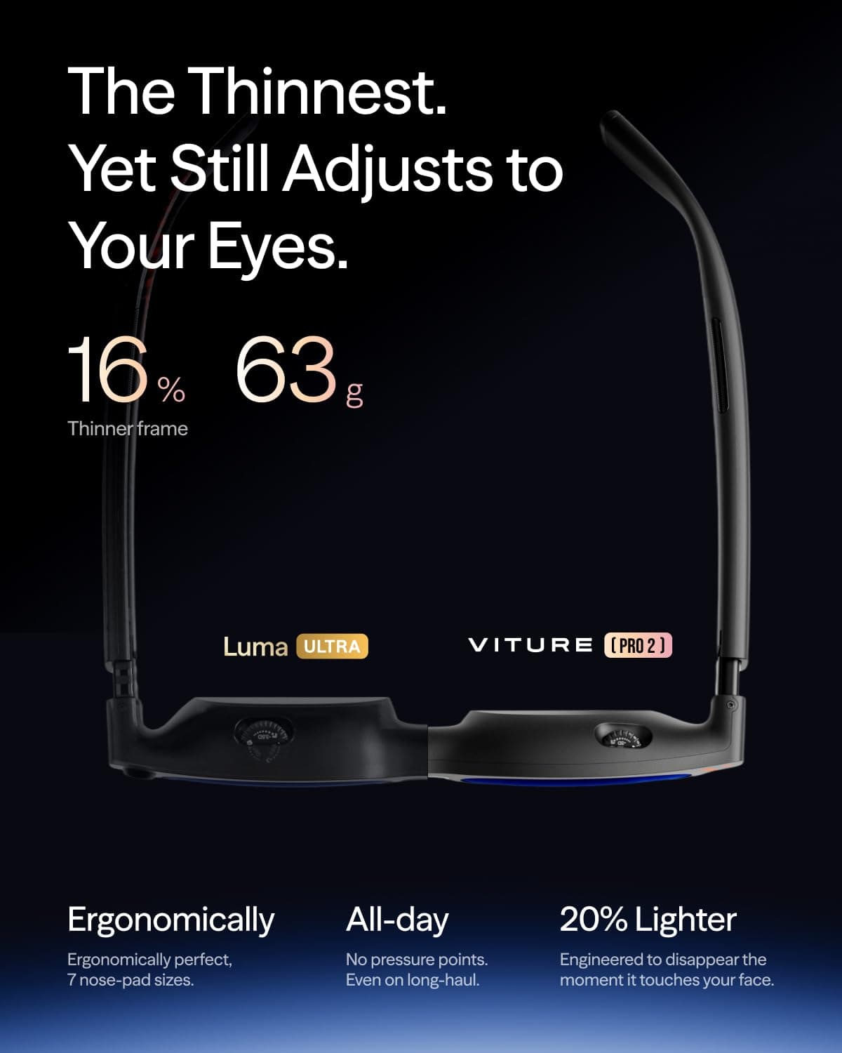 VITURE Pro 2 XR/AR Glasses - UltraClarity 3.0 Myopia Adjustment -5.0D 120Hz, view 4