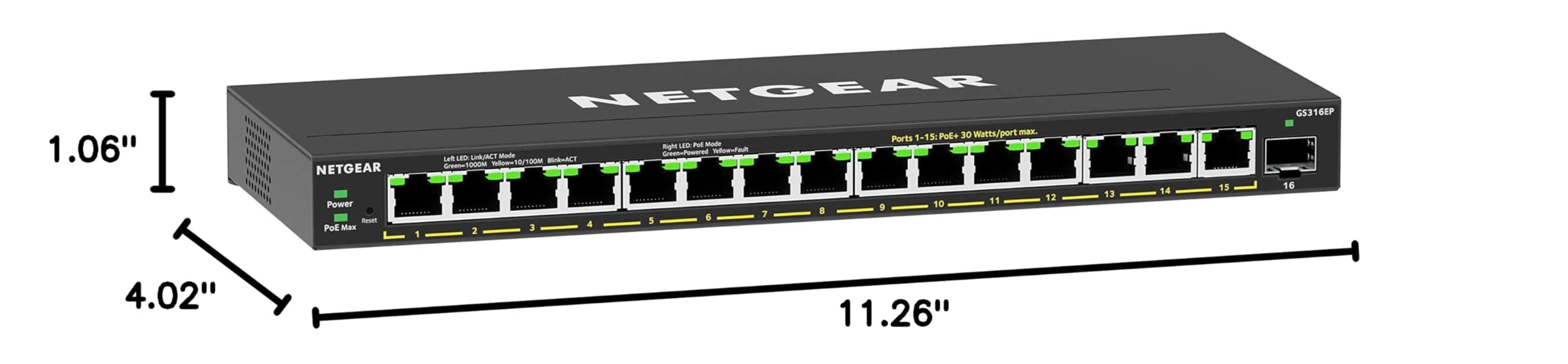 NETGEAR 16-Port PoE Gigabit Ethernet Easy Smart Managed Switch (GS316EP), view 7
