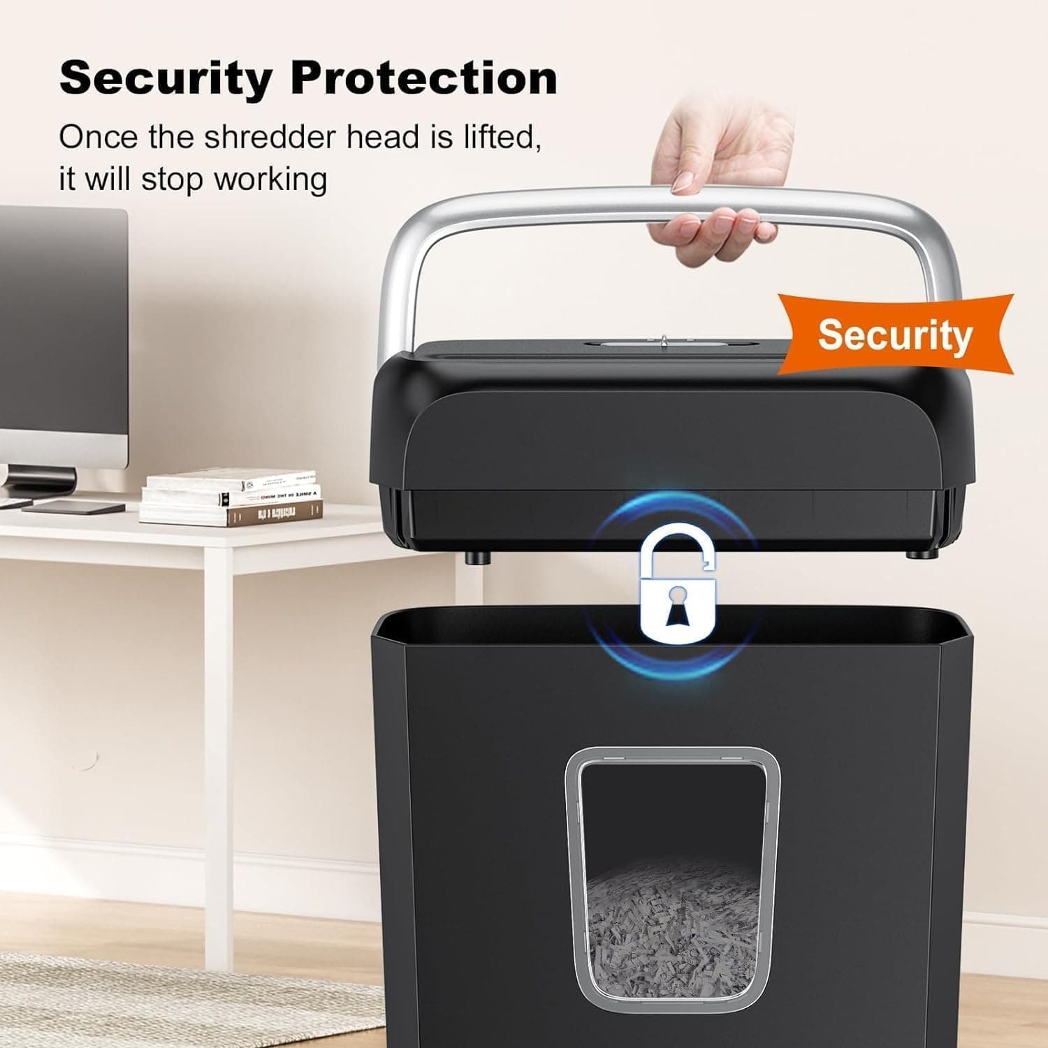 Bonsaii 6-Sheet Cross Cut Paper Shredder for Home, 3.4 Gal Bin, view 8