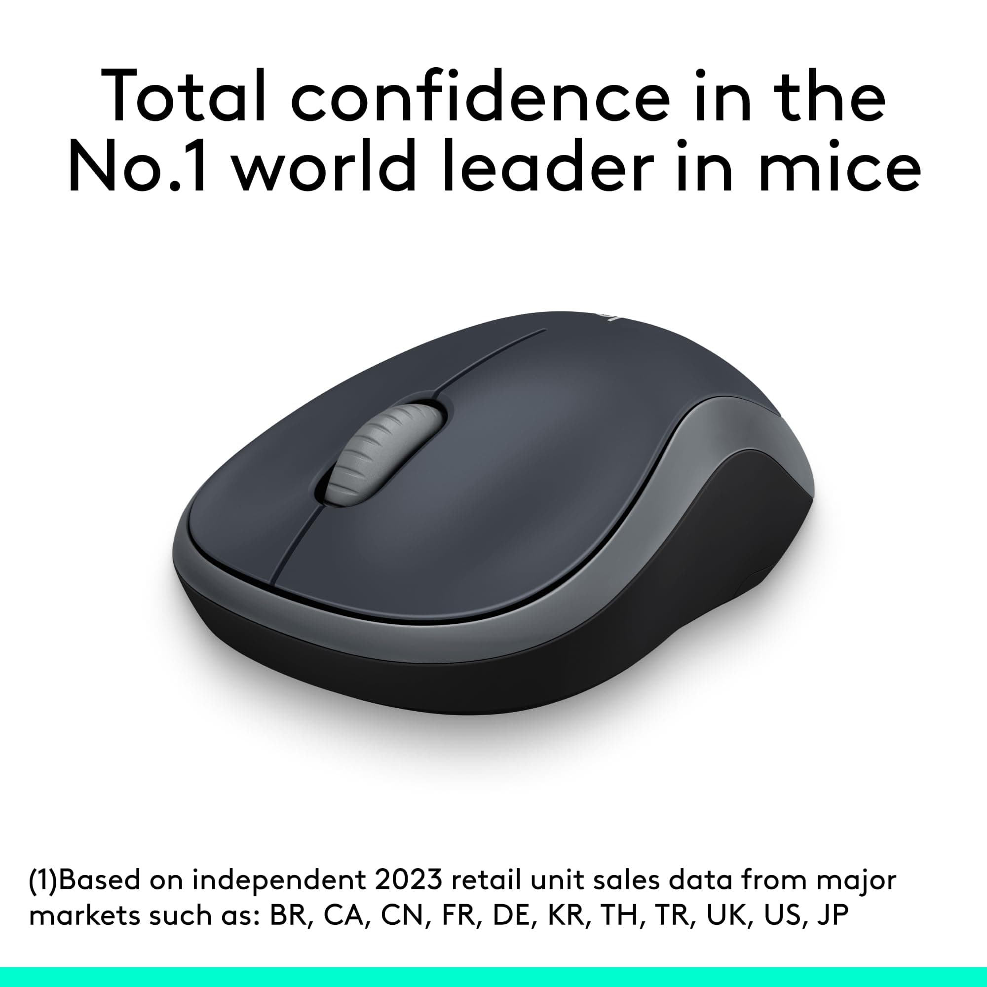 Logitech M185 Compact Ambidextrous 2.4 GHz Wireless Mouse - Swift Grey, view 2